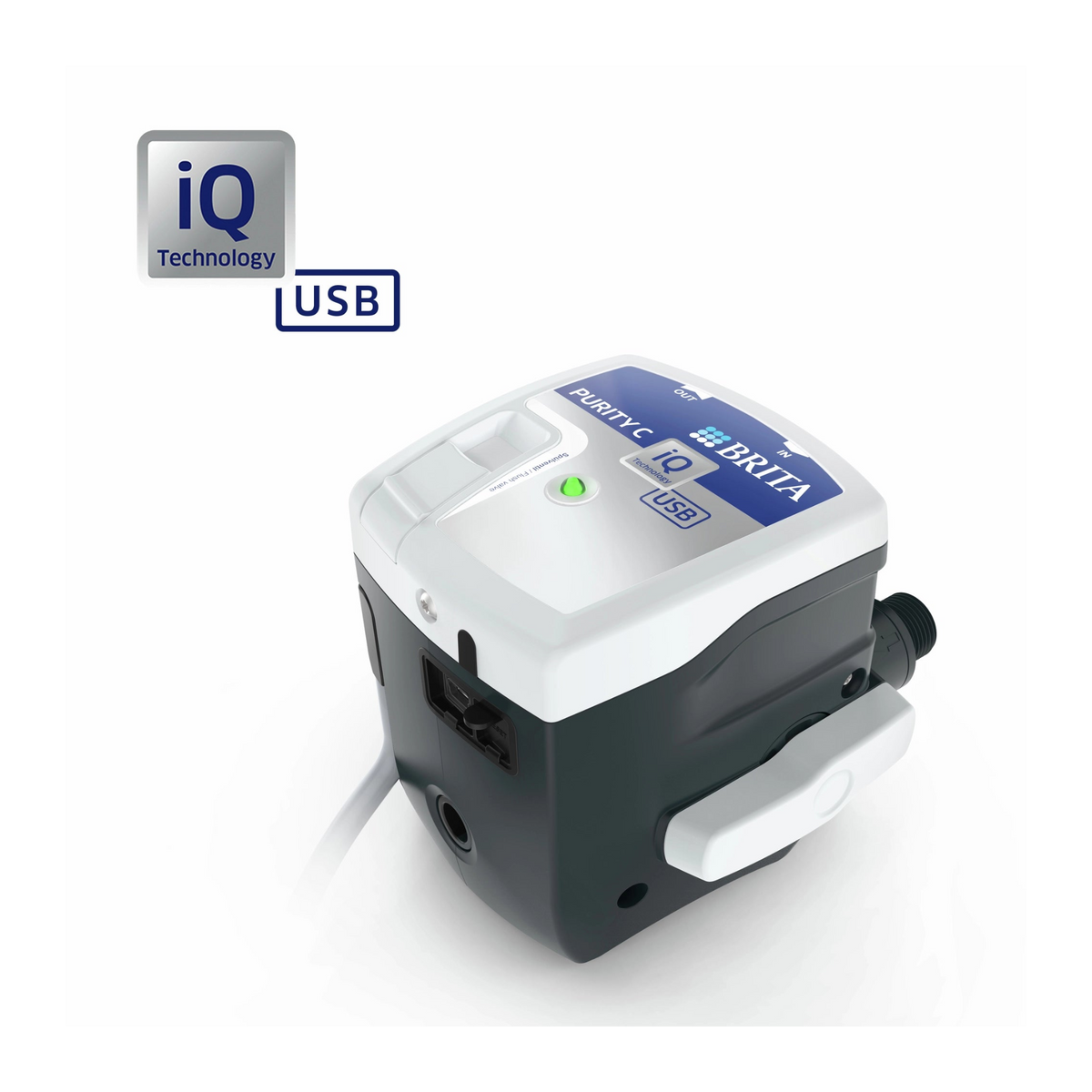 BRITA PURITY C-filterkop met iQ Technologie en USB-aansluiting.